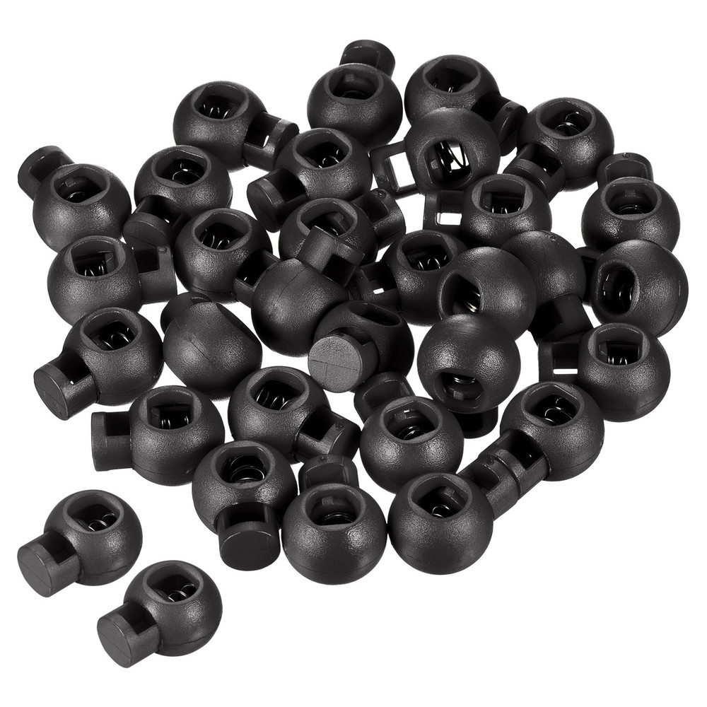Cord Locks, 30 Pack Ball Spring Toggle Stopper, Black