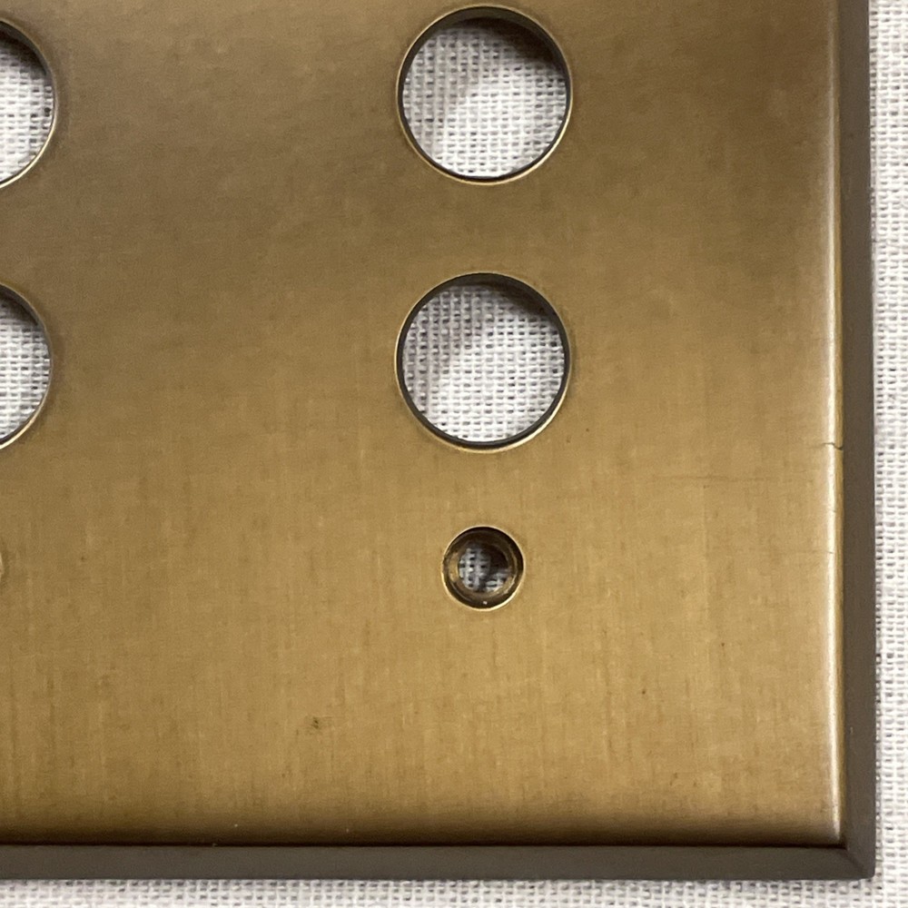 Double Push Button Solid Brass 2 Gang Switch Plate Wall Box Cover Antique Vtg