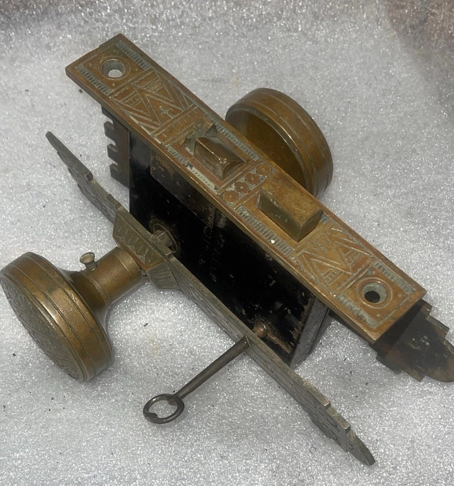 Antique Mortise Lock & Key, Door Knobs, Backplates, by Corbin