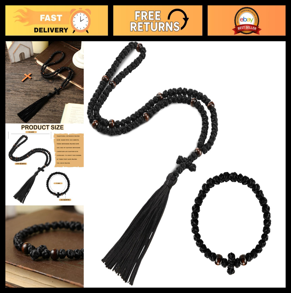 2 Pcs Orthodox Prayer Rope 100 Knots & 33 Knots Handmade Bracelet - Christian Ro
