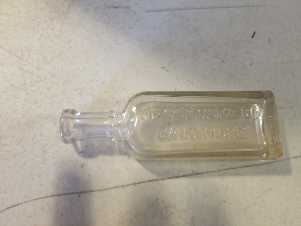 Antique "McCormick & Co. Baltimore" Clear Rectangular Glass Bottle, Intact