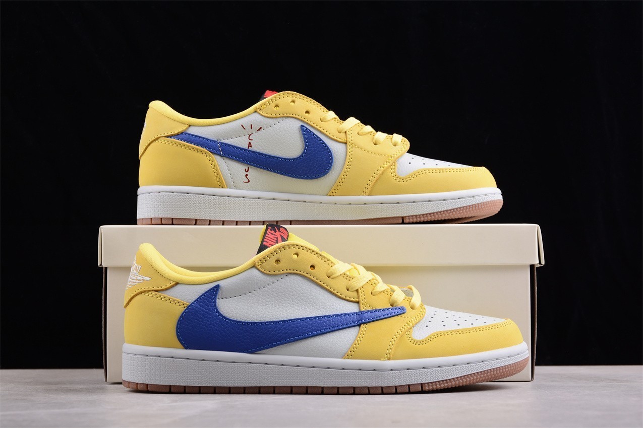 US Size 7-12 Men's  Travis Scott x Jordan 1 Low OG "Canary Yellow" Sneakers