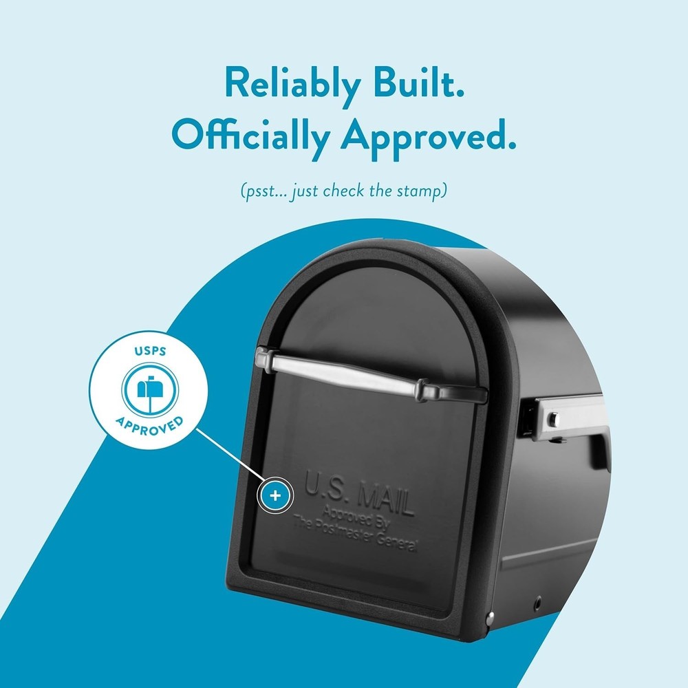 Architectural Mailbox Black Steel Post Mount Medium Capacity USPS Approved