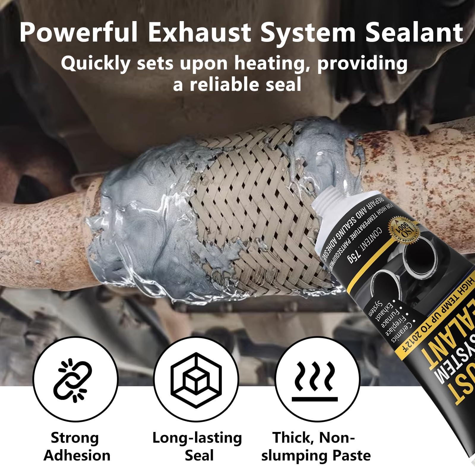 Muffler Exhaust Repair Kit – 2.6 oz Heat Resistant Sealant for Pipes & Converter