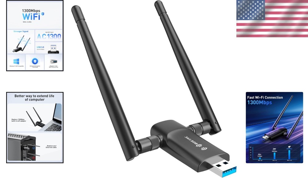 Fast 5GHz/2.4GHz Wireless USB Adapter - Windows Compatible