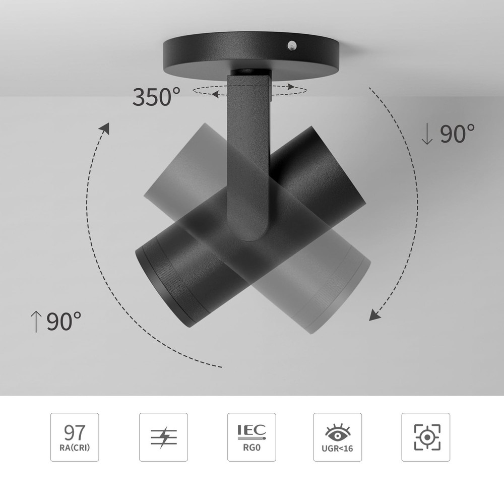Aisilan 12W LED Zoomable Ceiling Spotlight, Dimmable Surface Mount Adjustable...