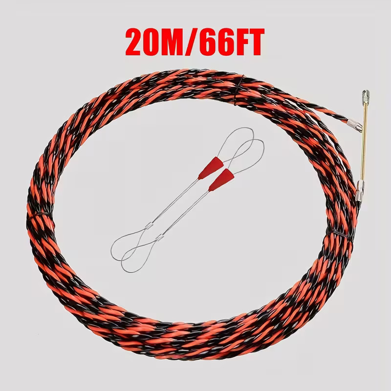 66 ft Fish Tape Wire Puller Fiberglass Flexible Cable Line Electrical Fish Tape