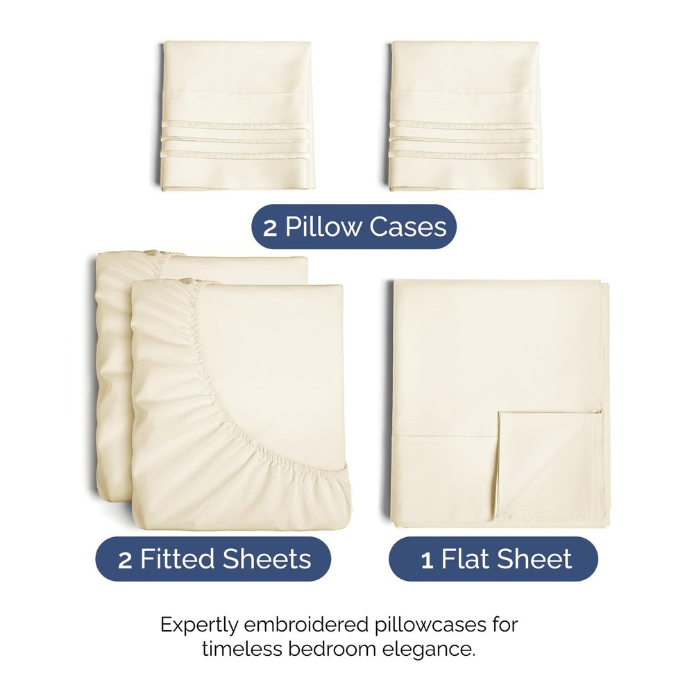 Split King Size 5 Piece Sheet Set - Comfy Breathable Cooling Bed Sheets Set ...