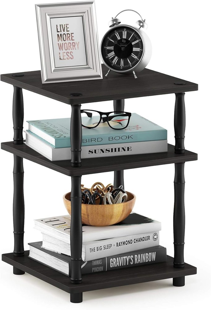 Moretti Side Table 2-Tier Stackable Metal Frame End Table W/ Open Shelf Night