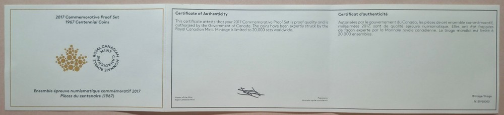 2017 Commemorative Proof Set - 1967 Centennial Coins
