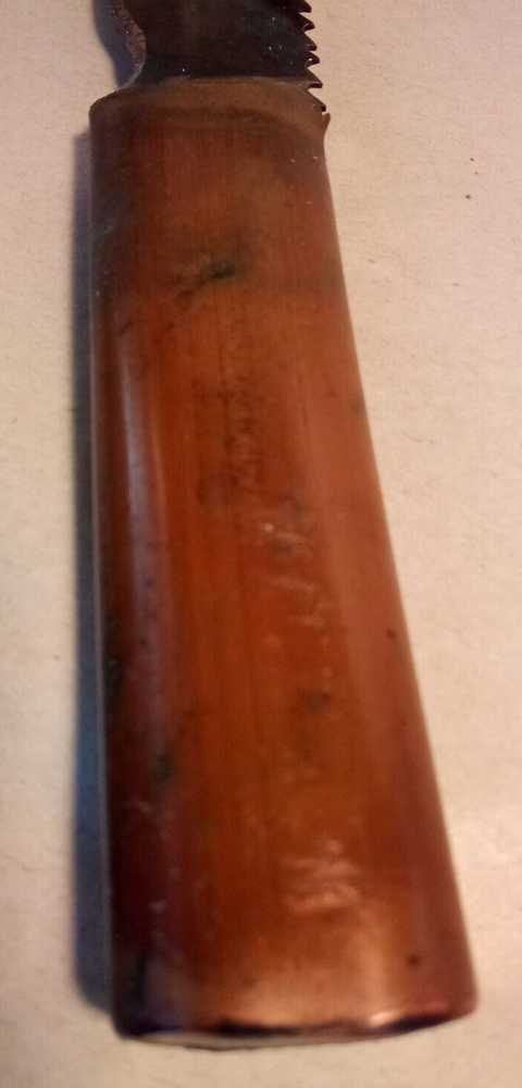 RARE / UNIQUE 9" KNIFE & SHEATH, RAZOR SHARP ON ONE SIDE, JAGGED ON OTHER SIDE