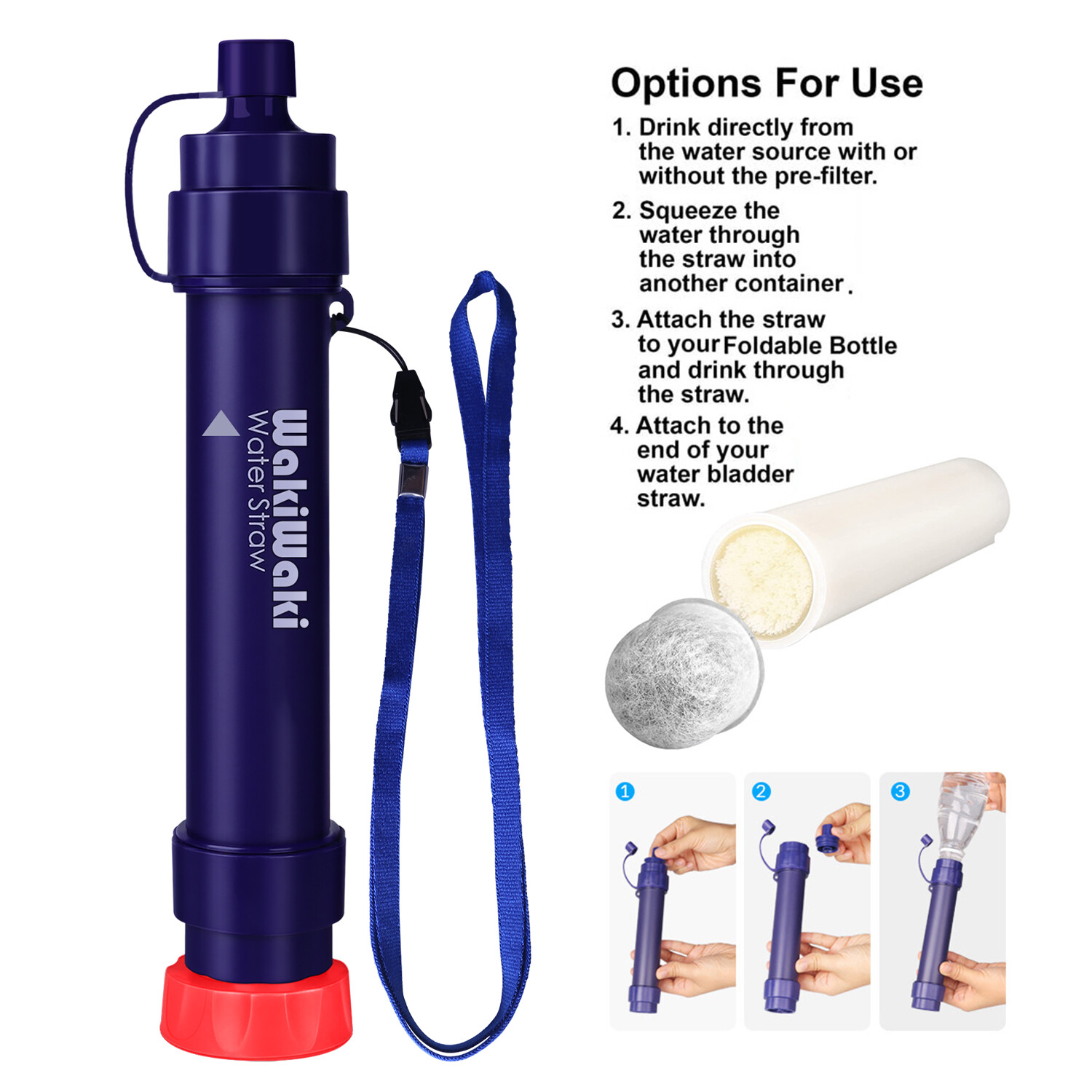 Water Filter Straw 3L/1Gal/6L/12L Gravity-Fed Water Bag for Backpacking Survival