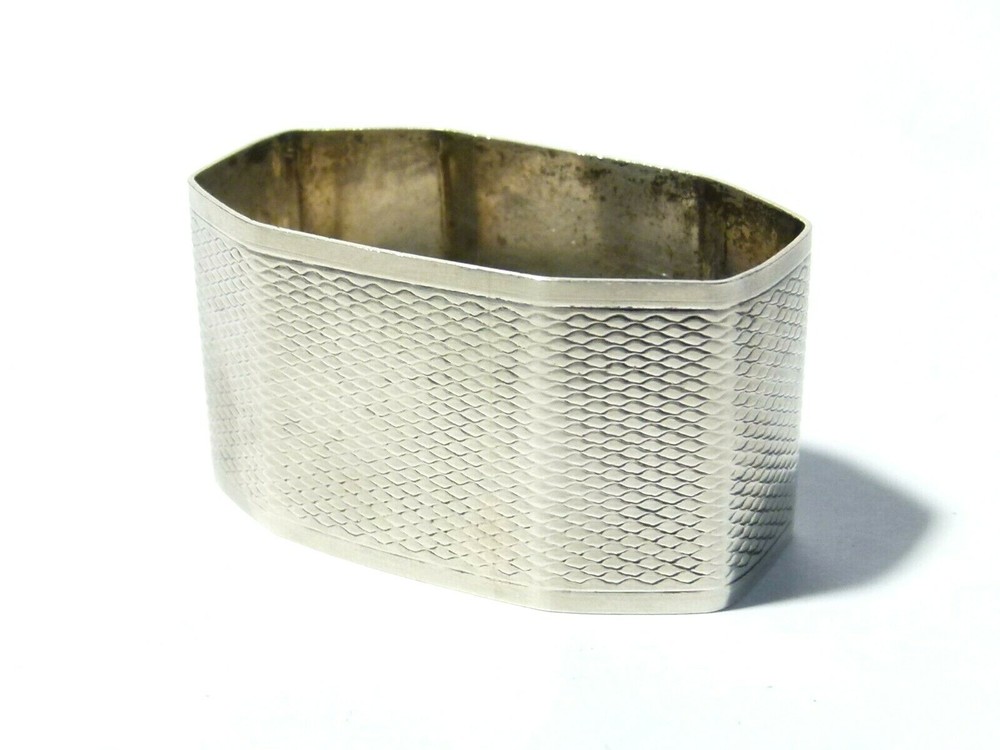 Single 1950 Solid Silver Octagonal Napkin Ring with MGK Initials 23g