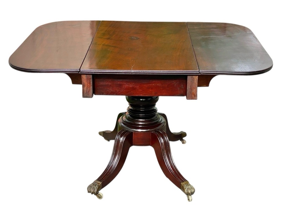 Antique Boston Mahogany Classical Drop Leaf Dining Table