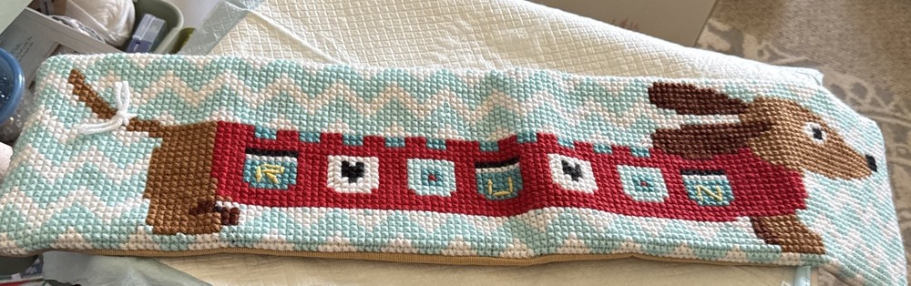 Handmade Needlepoint Dachshund Pillowcase 30x8”