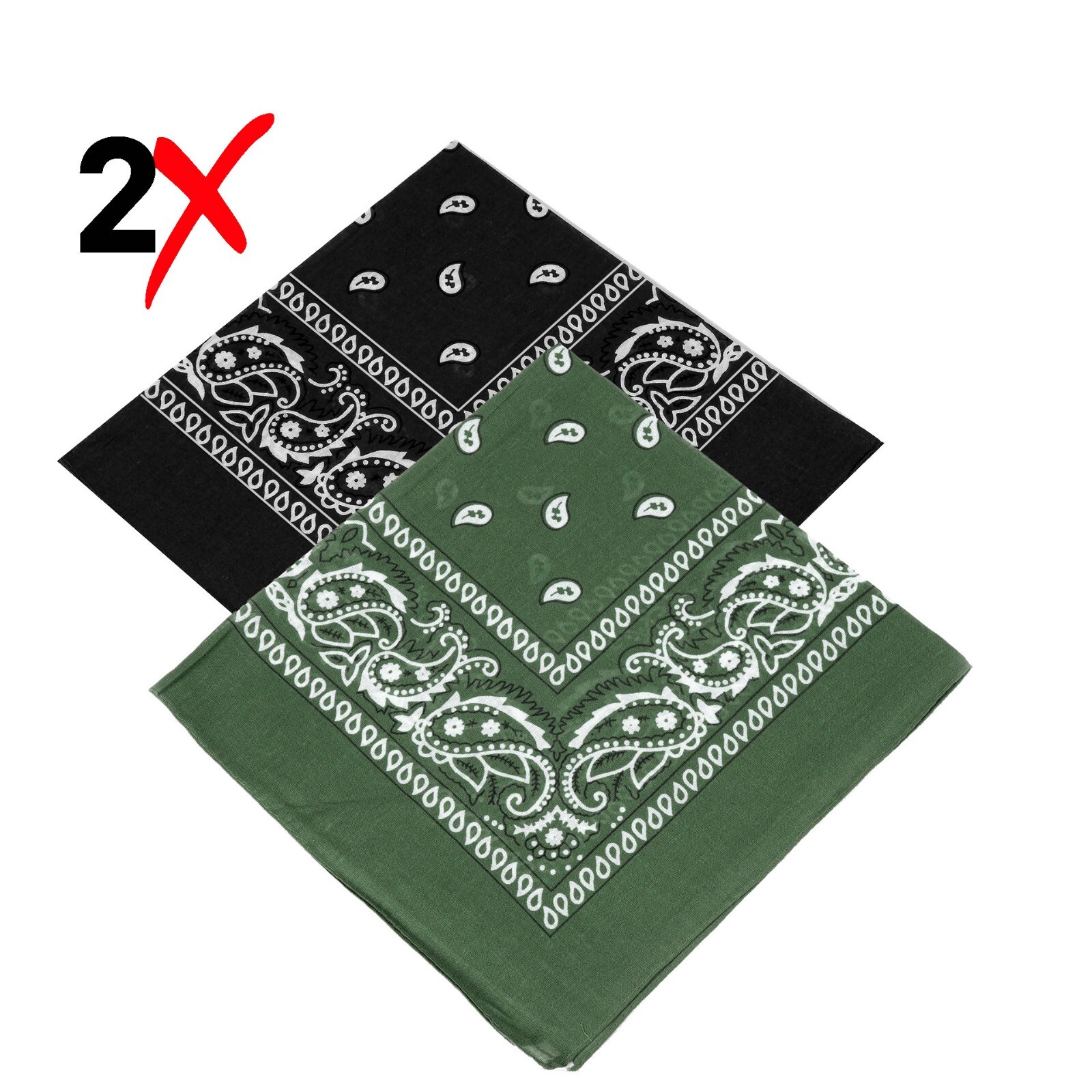 2 Pack Bandana 100% Cotton Paisley Print Double-Sided Scarf Head Neck Face Mask