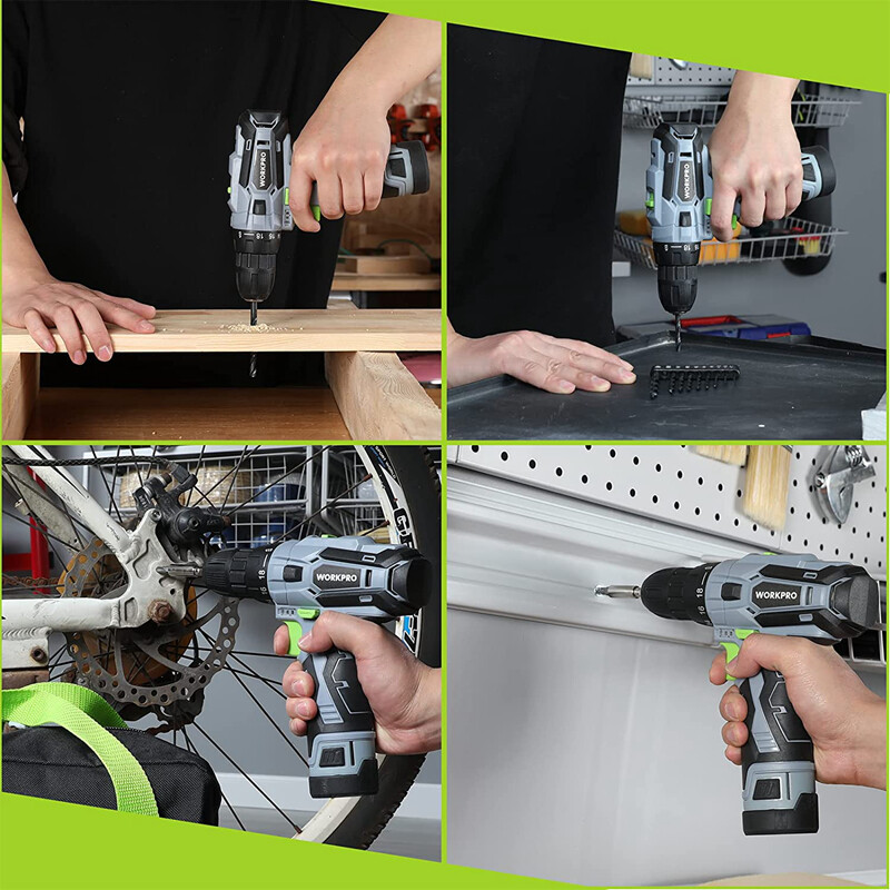 WORKPRO 12V Cordless Drill Driver Kit 3/8" Keyless Chuck Screwdriver Driver Tool
