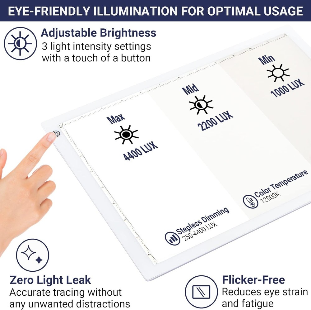 A4 LED Tracing Light Box 15in Ultra Thin Light Pad Adjustable Brightness