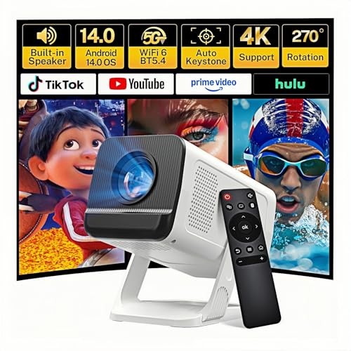Mini Projector with WiFi 6 and Bluetooth 5.4 Built-in Apps VisualCube 300 White
