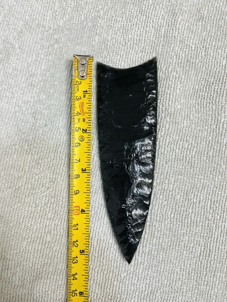 5” 1/4 Utah Black Obsidian Clovis Arrowhead.