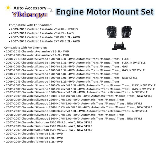 3Pcs Engine Motor Mount Kit - Compatible with Trucks & SUVs (Silverado 3PCS