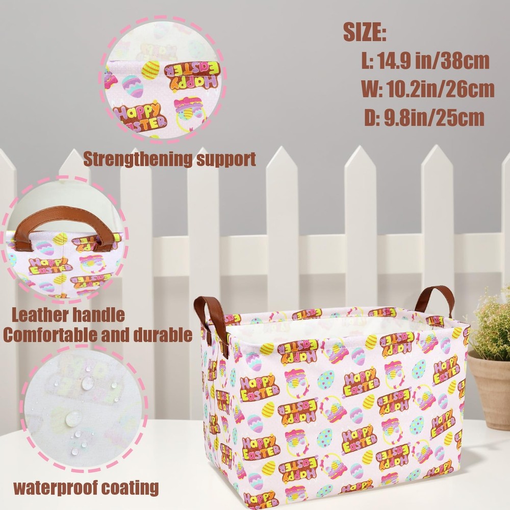 ASKETAM Large Empty Easter Basket for Kid Baby Rectangular Cute Easter Gift B...