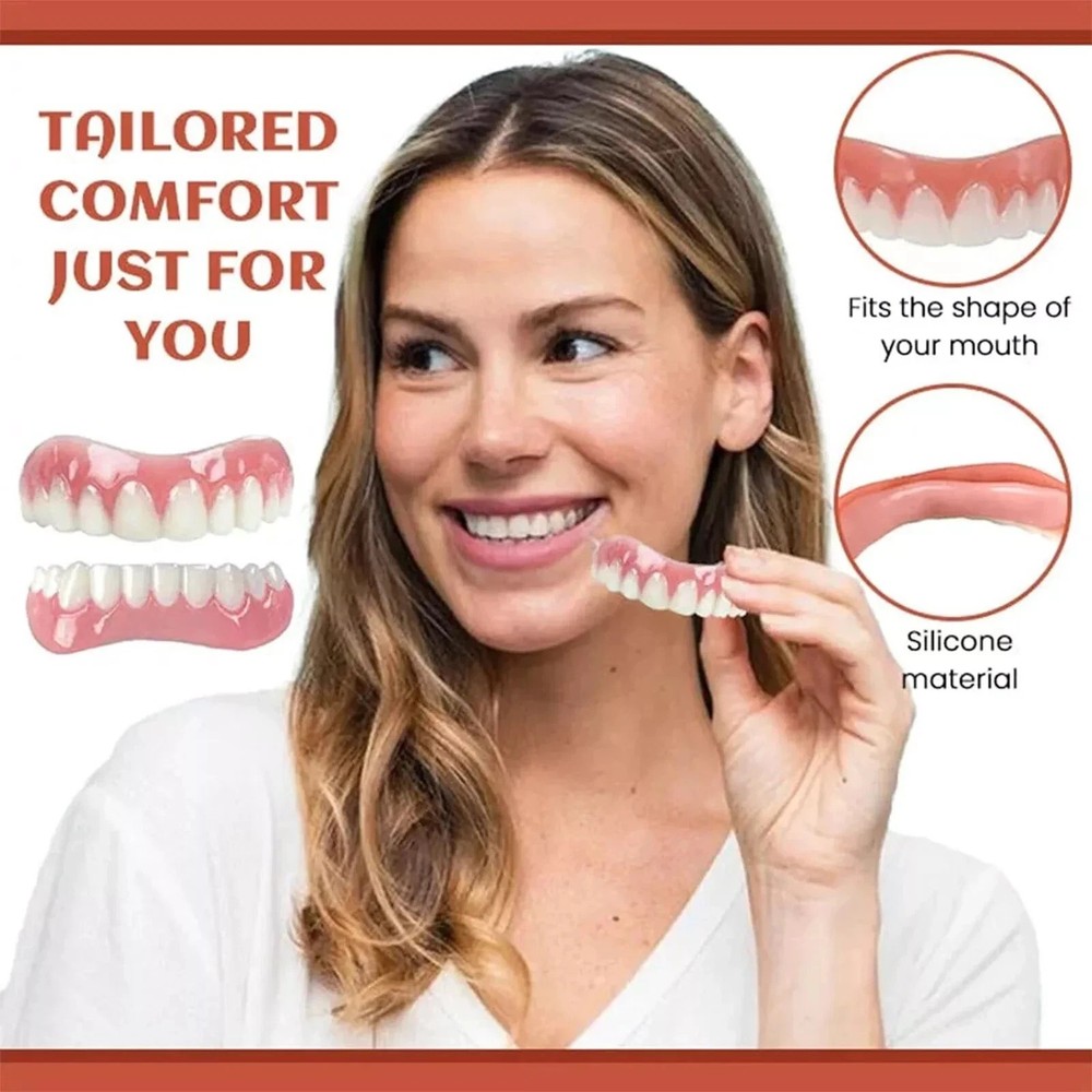 Modified Silicone Denture Kit Veneers Dental Tooth Cover Snap False Teeth Set
