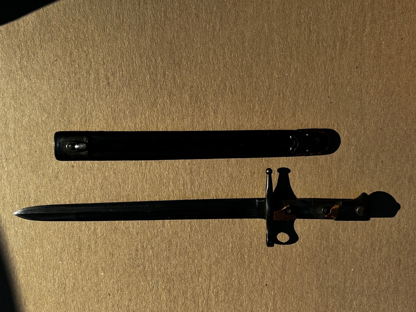 Original German Model 1871 / 94 Bayonet with Leather Scabbard