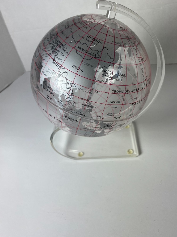 2002 Spherical Concepts 8" Clear World Globe Acrylic Stand Desk Globe