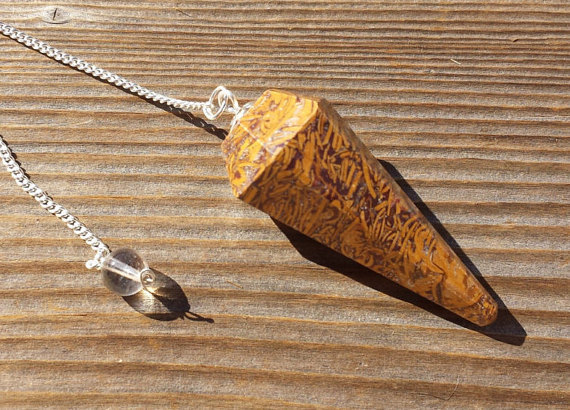 NATURAL CALLIGRAPHY STONE GEMSTONE FACETED PENDULUM