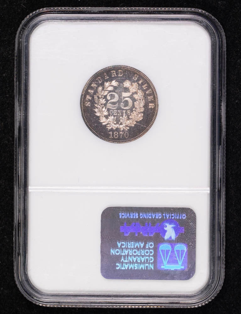 1870 Pattern Coin NGC PF-66 J-918 Proof 25c