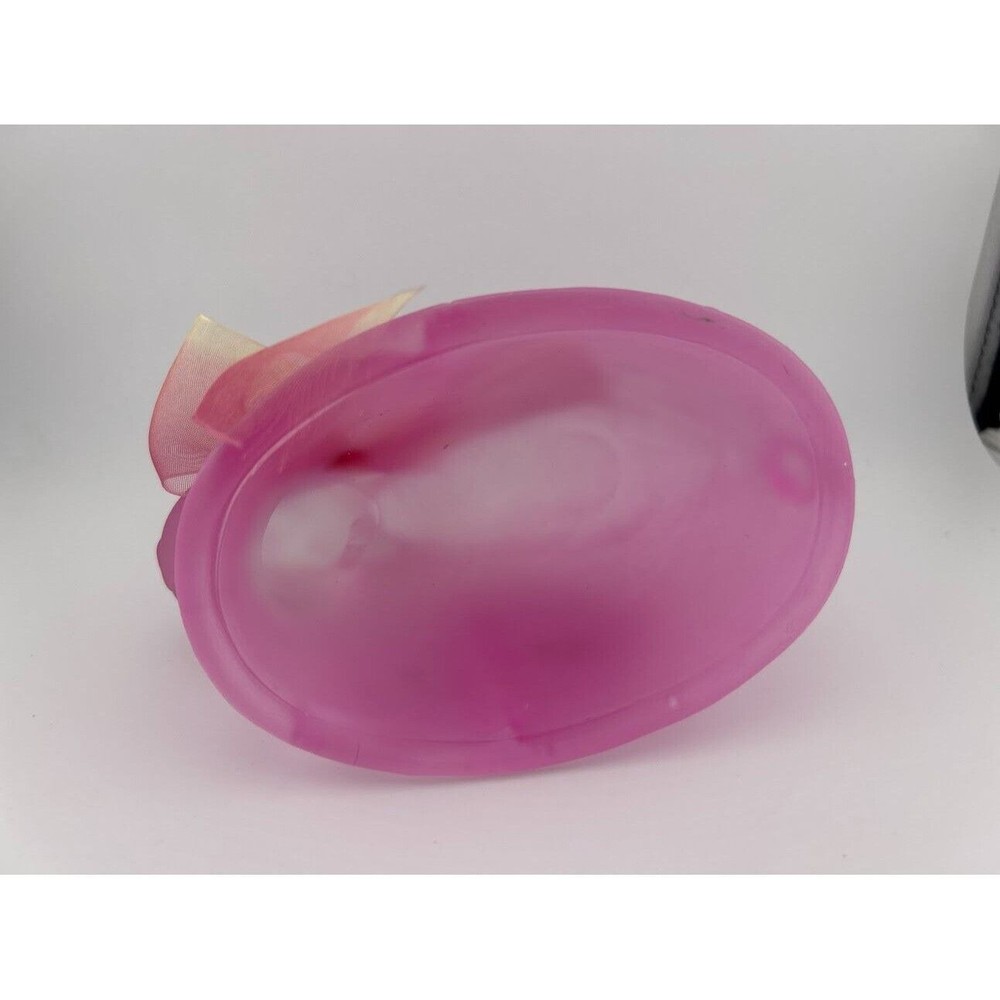 Pink Glass Easter Bunny Textured Decorative With Bow