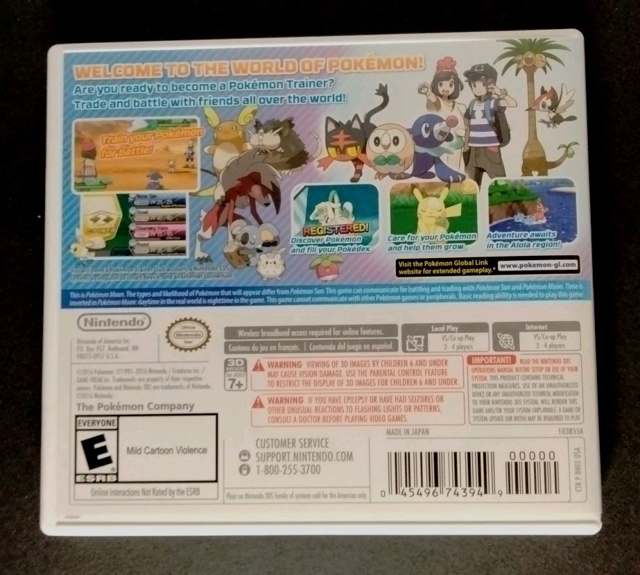 Pokemon Moon Nintendo 3ds Authentic Box Case Artwork ONLY
