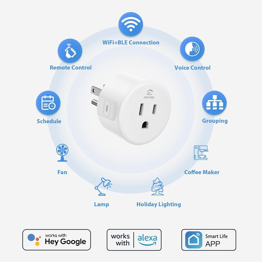 Smart Plug 5GHz with Alexa & Google Home, Remote Control & Timer Function