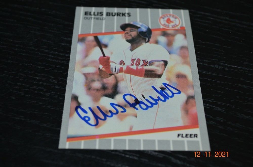 ELLIS BURKS SIGNED CARD - RED SOX