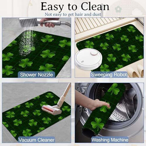 St. Patrick Day Bathroom Mat Quick St. Patrick Day Green Clover Checkered