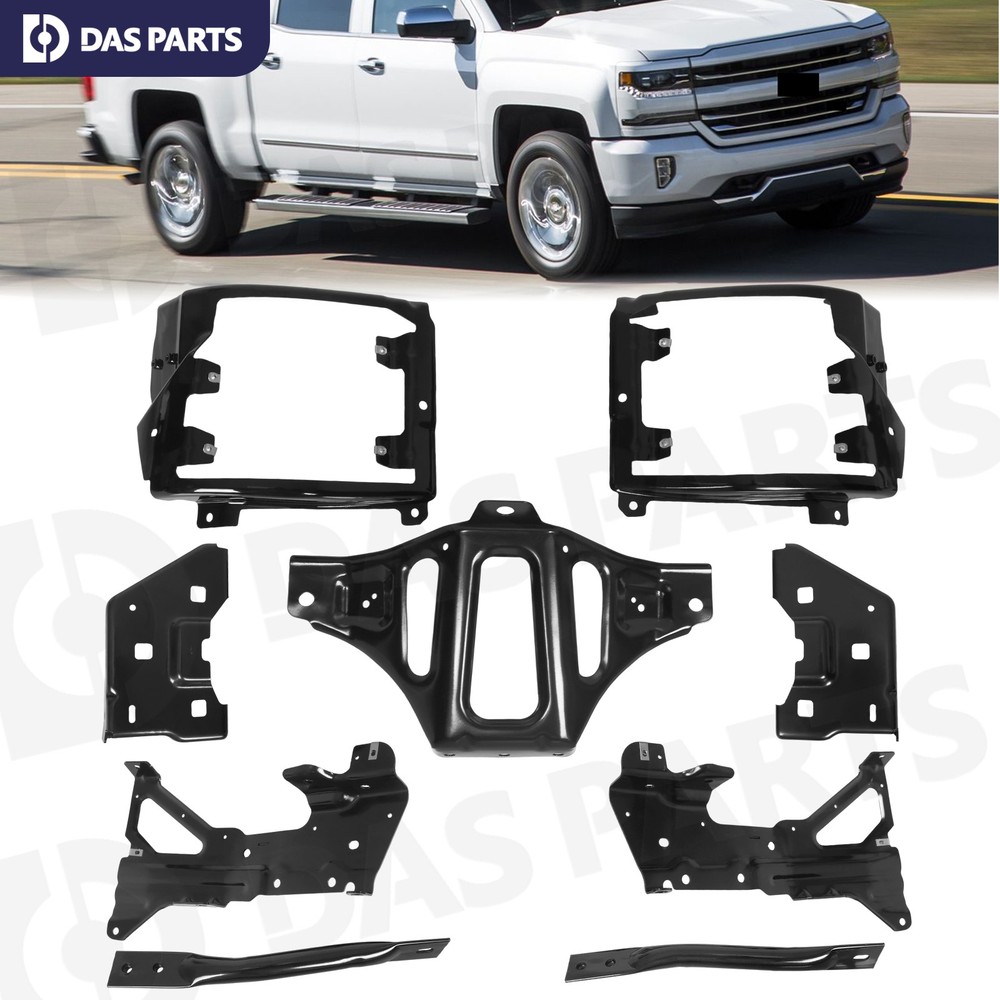 Front Bumper Support Mount Bracket Set For 2016-2018 Chevrolet Silverado 1500