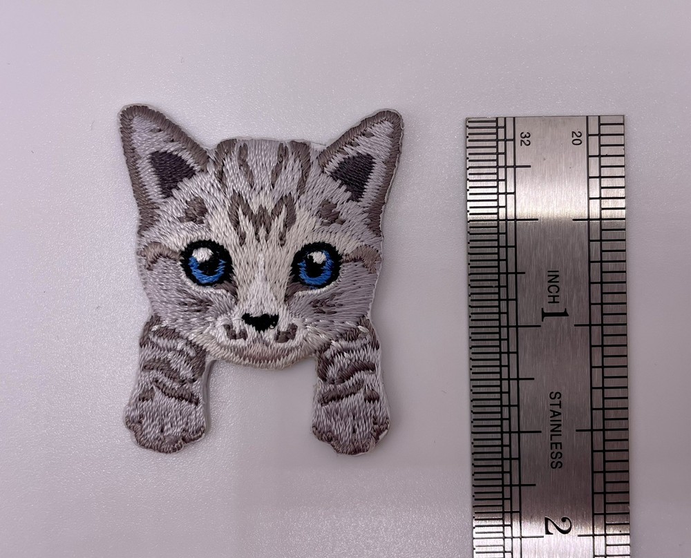 Grey Tabby Cat Iron On Patch