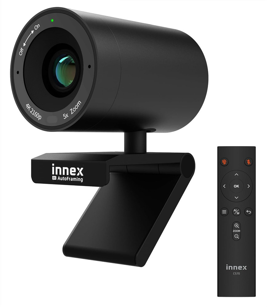 4K AI Tracking Webcam with 120° Wide Angle, Microphone & Remote Control