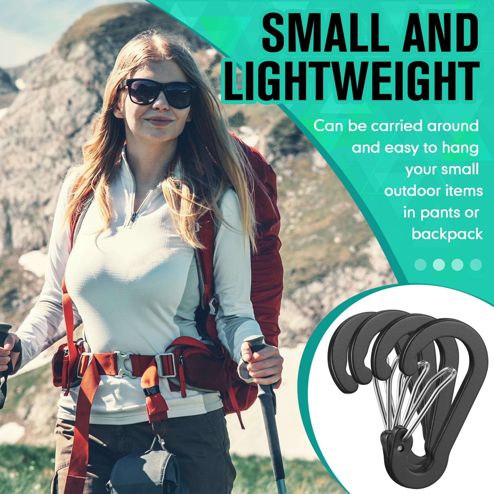 72pcs Carabiner Clips Bulk 2 Inch Small Spring Mini Carabiner Clip Aluminum L...