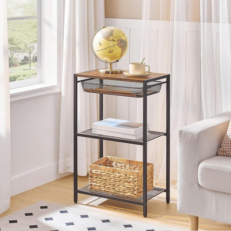 Multi-Layer Telephone Table with Storage Shelves - End Table Organizer