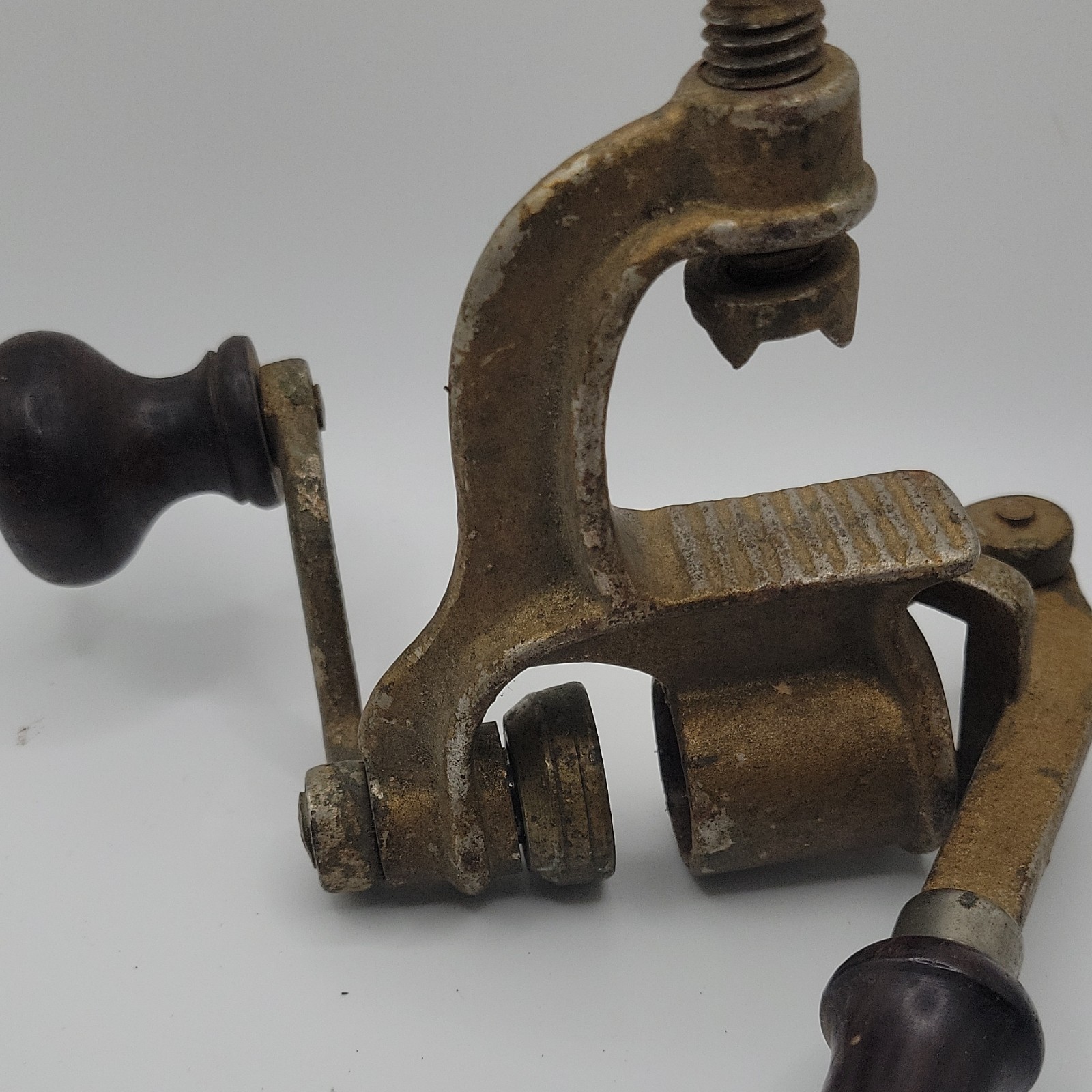 Antique Shotgun Shell Roll Crimper Reloading Tool Bench Clamp w/ Wood Handles