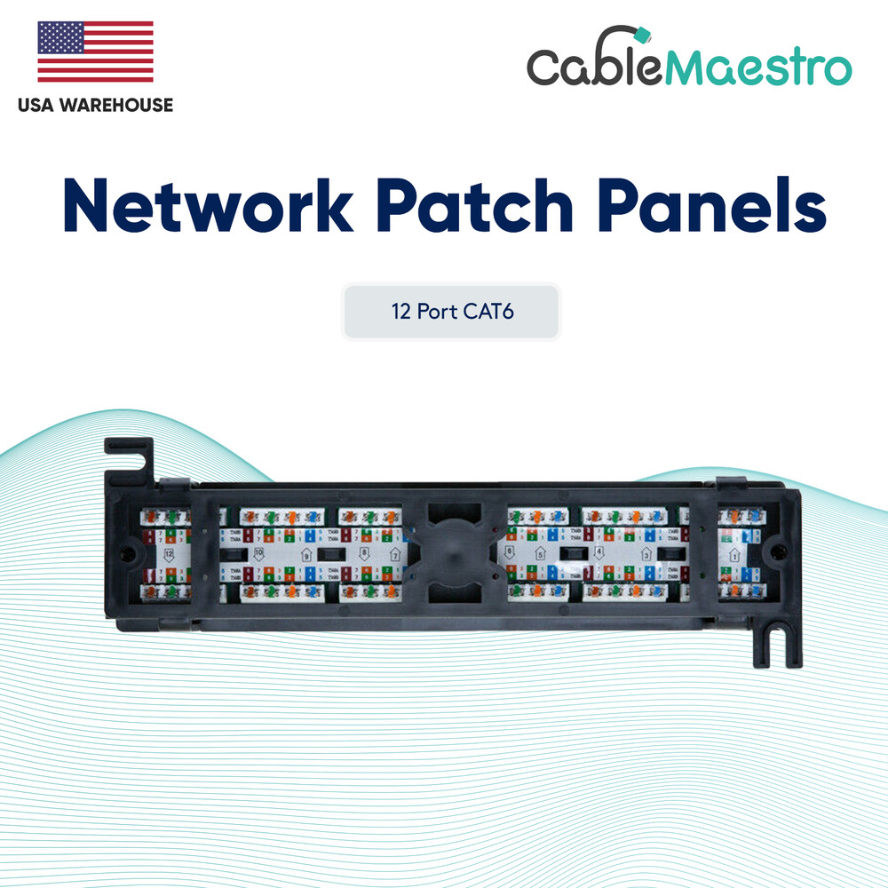 Mini Patch Panel UTP 12 Port CAT6 RJ45 110 Network Surface Wall Mount Bracket