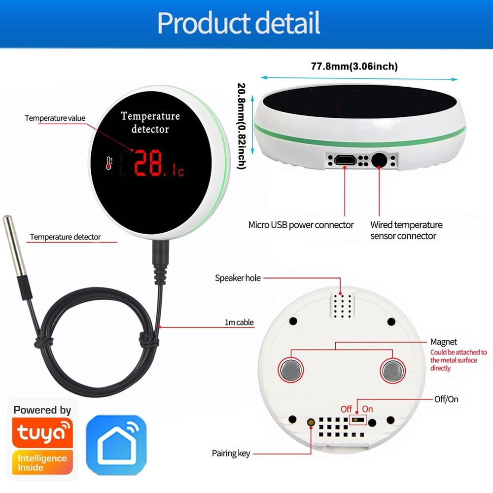 WiFi Temperature Sensor Smart Thermometer: Digital Temperature Moni... Fast Ship