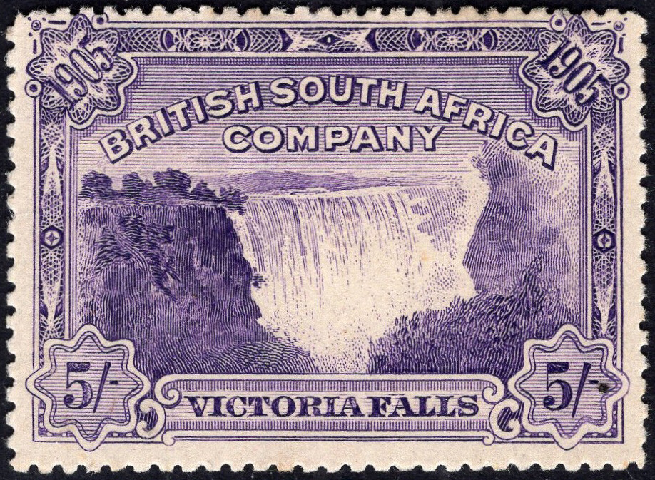 RHODESIA-1905 Victoria Falls 5/- Violet Sg 99 MOUNTED MINT