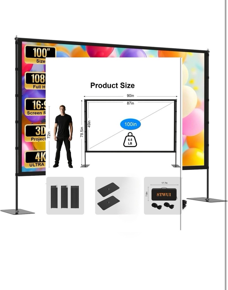 Outdoor-Projector-Screen-with-Stand - 100 inch Portable Projector Screen