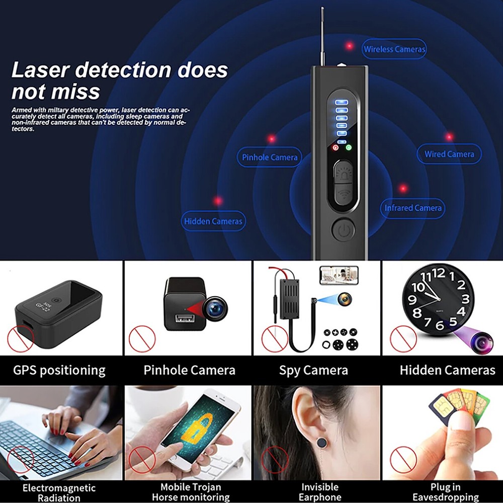 Hidden Camera Detector & RF Bug Sweeper for Travel Security and Home Privacy