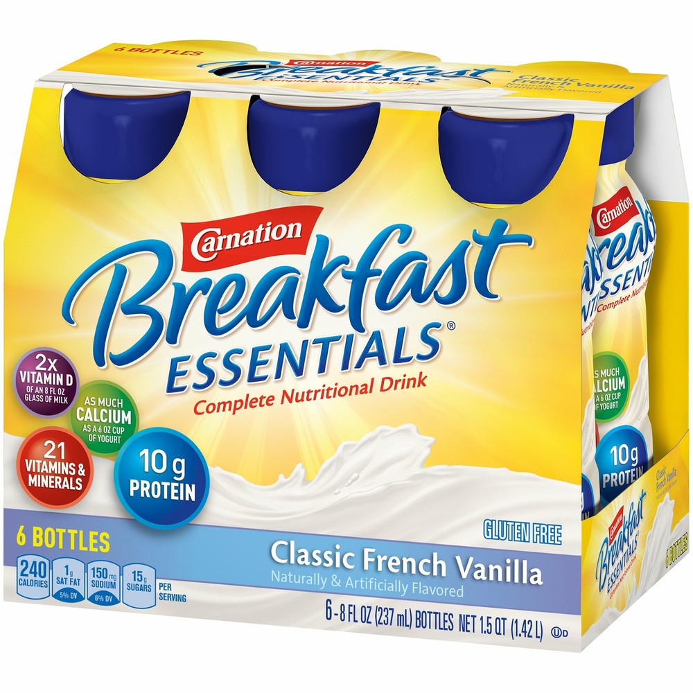 6 Nestle Carnation Breakfast Essentials Complete Nutritional Drink Vanilla 8 oz