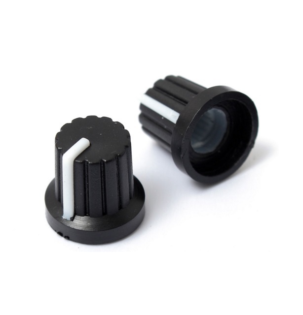5 Pcs 6mm Shaft Hole Dia Plastic Threaded Potentiometer Knobs Caps