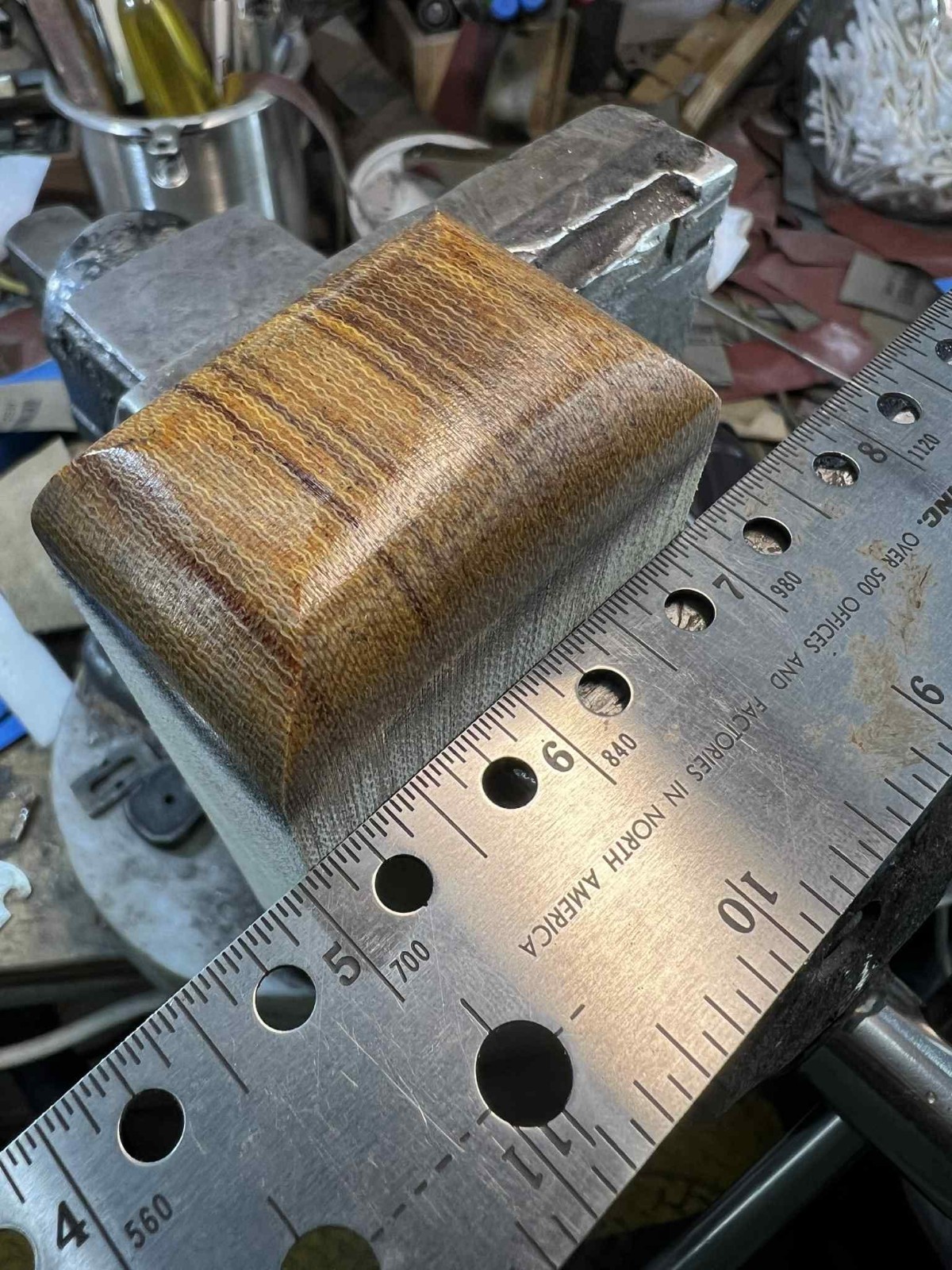 Canvas Micarta Block 2" x 1-3/8" x 11" Tan Color (Knife Handle Material)